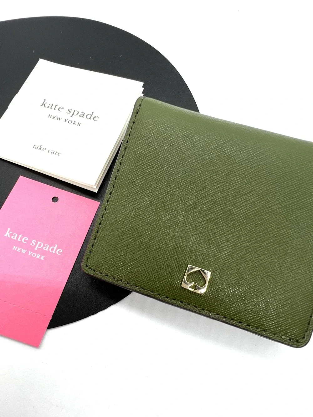 Kate Spade Kayla Small L-Zip Bifold Wallet Sapling Green Leather NWT